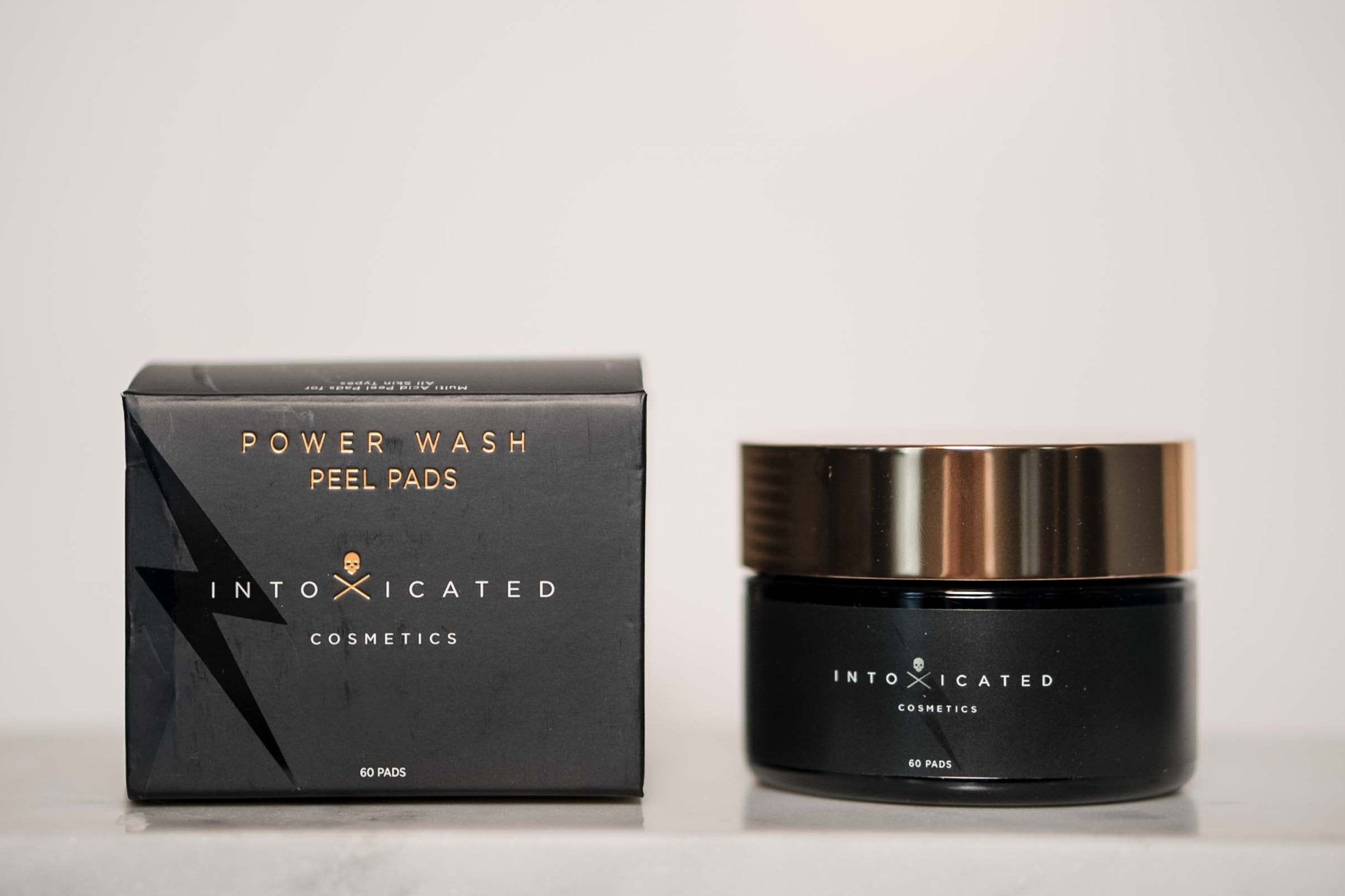Packaging of Power Wash Peel Pads by Intoxicated Cosmetics
