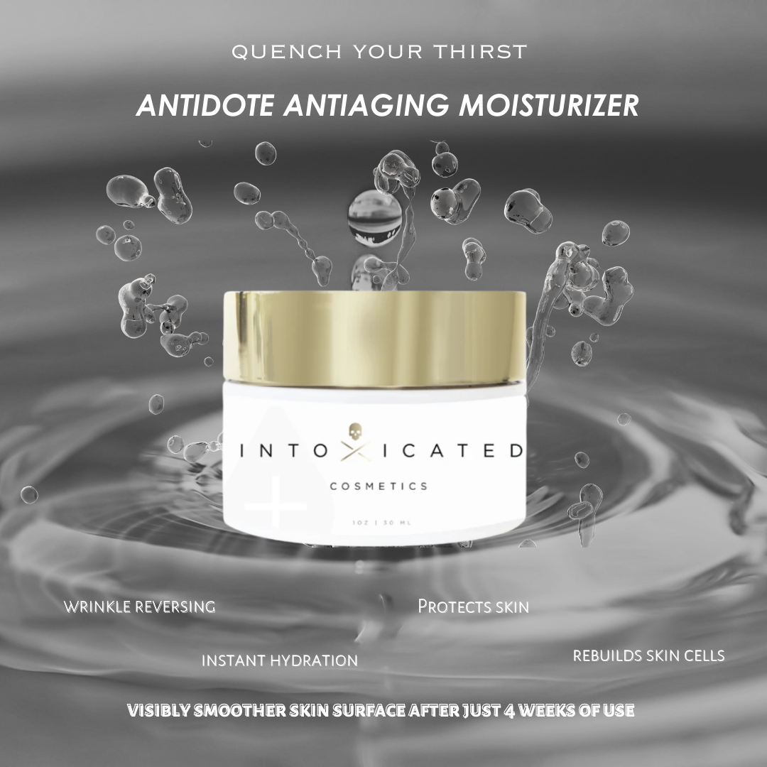 Antidote Anti-Aging Moisturizer 30ml by Intoxicated Cosmetics for wrinkle reversal, skin protection, and hydration.